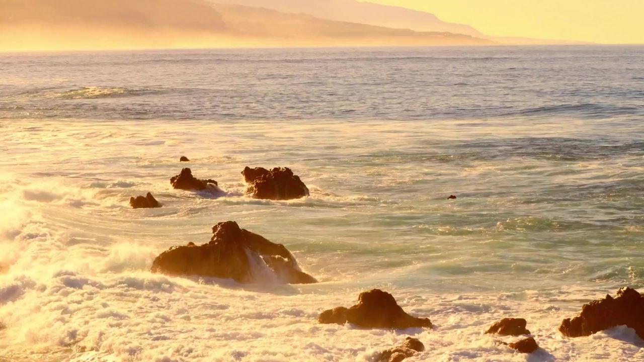海洋波岩海滩海