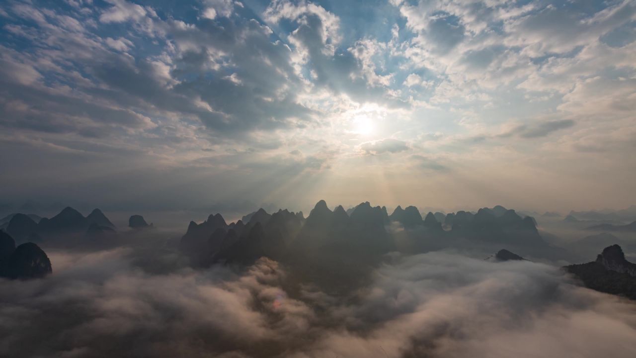 景观日落天空云山