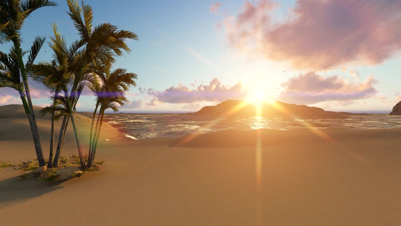 海滩海日落呈现