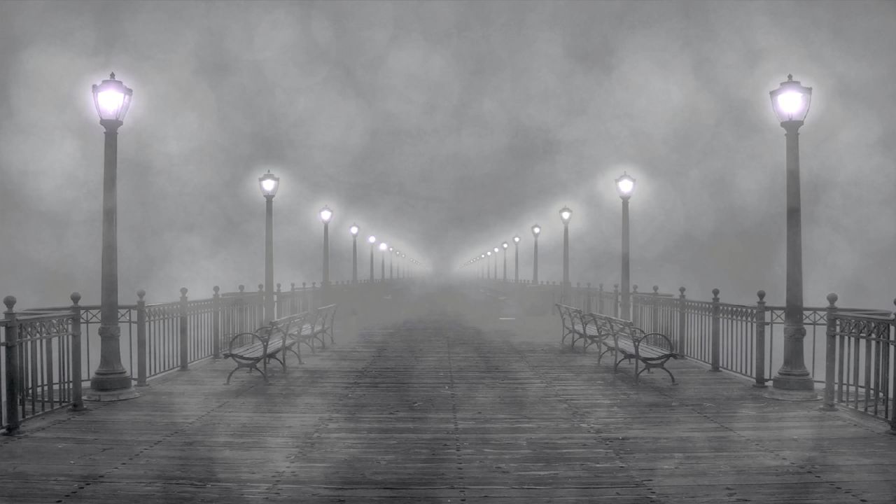 雾动画的壁纸的电脑灯烟香恐惧银行夜点景观路径光体系结构安详