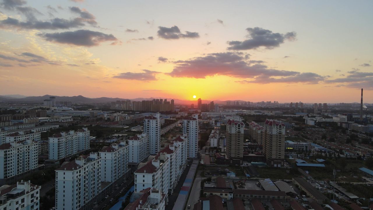 烟台牟平养马岛附近的落日