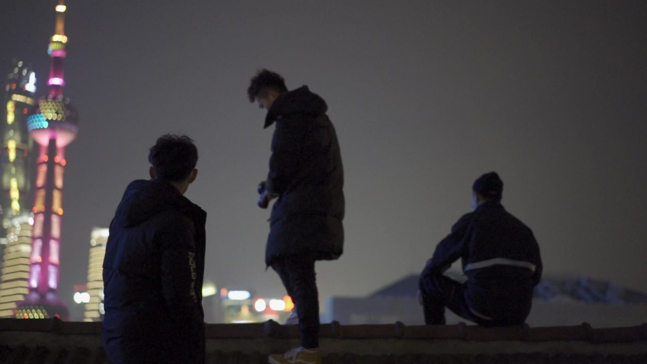 上海城市夜景人物