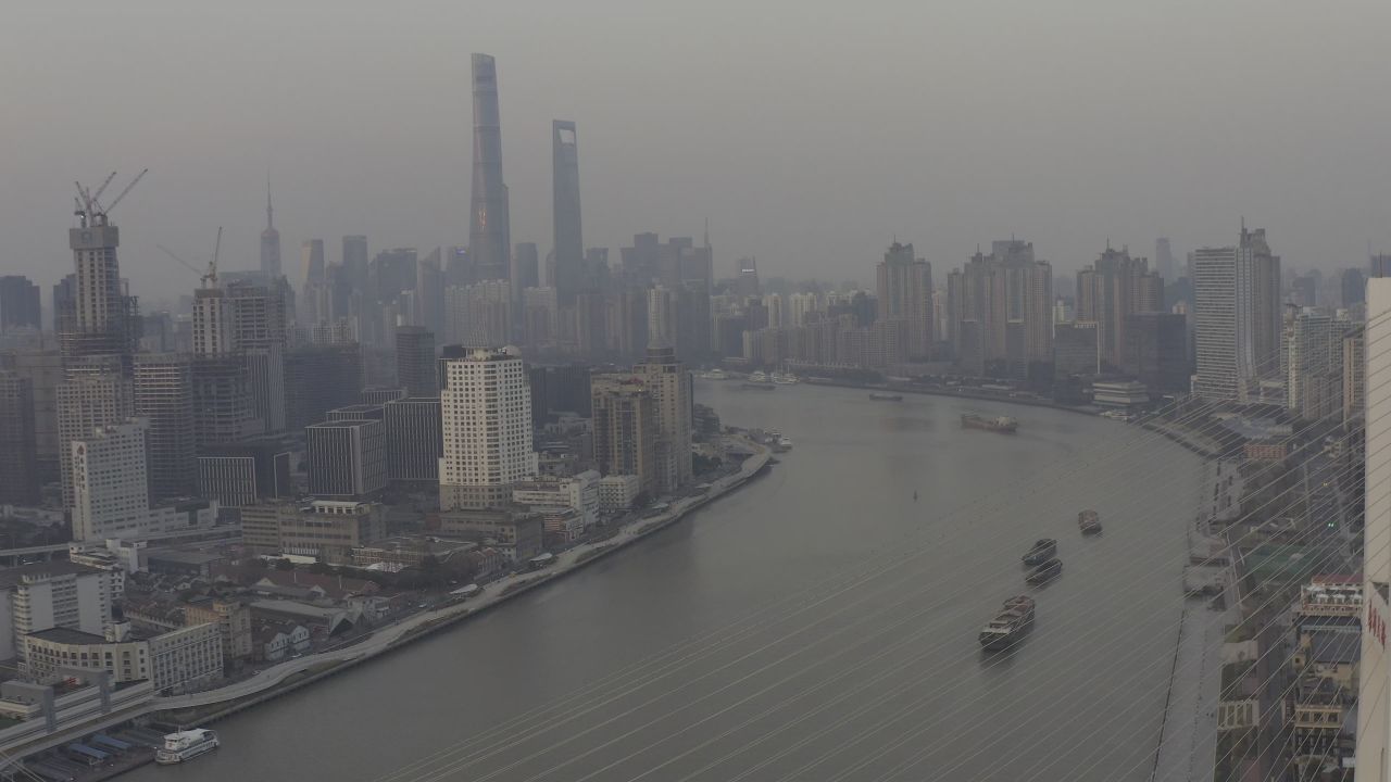 上海黄浦大桥日落航拍