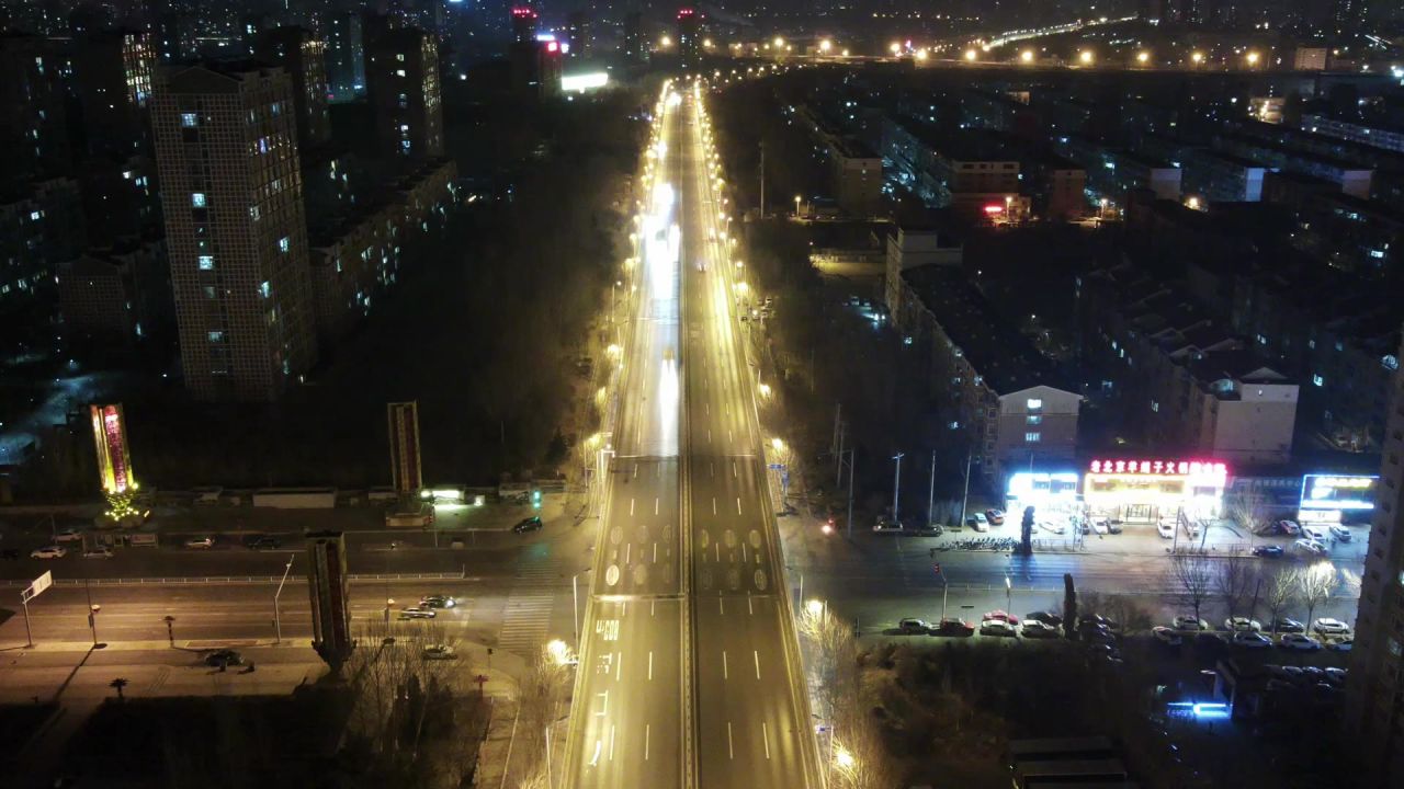 夜晚航拍延时