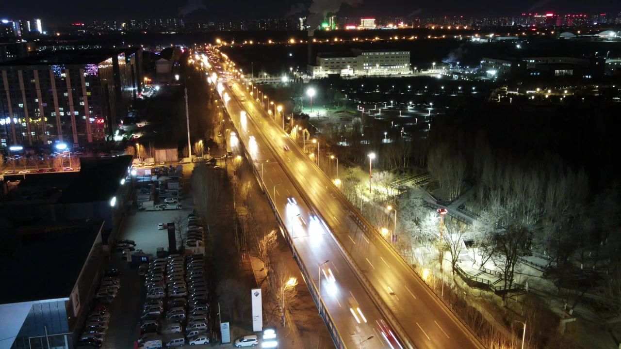 夜晚航拍延时