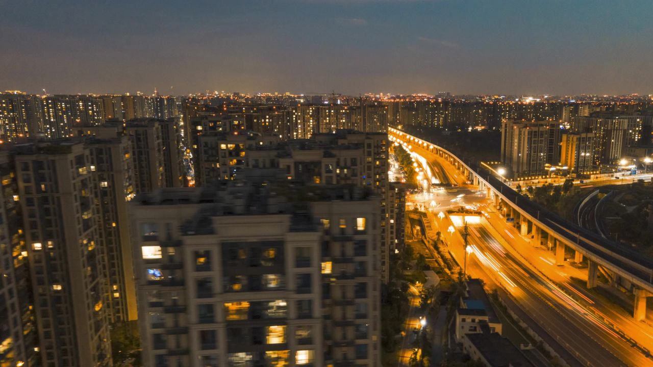 8K航拍 成都地铁立交夜景延时