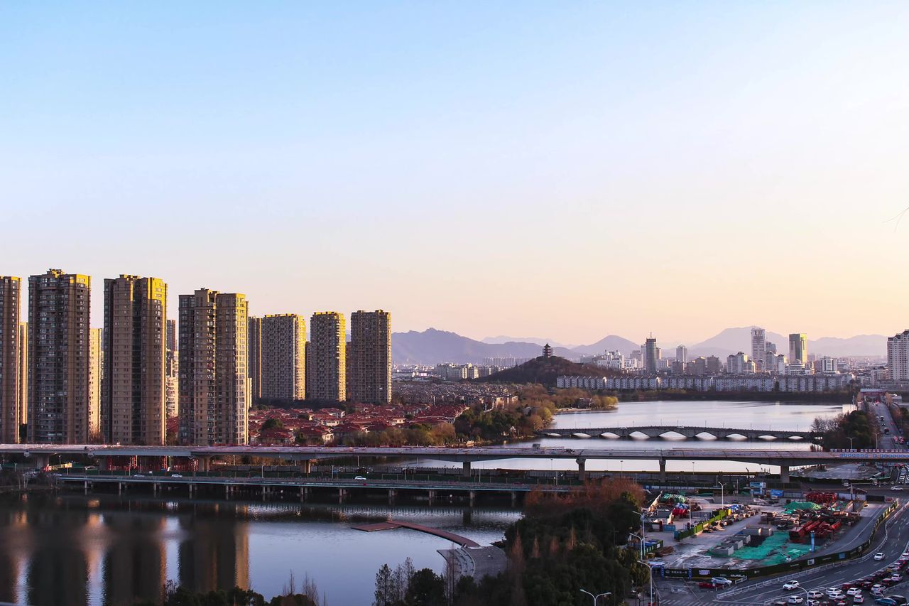 城市日落延时