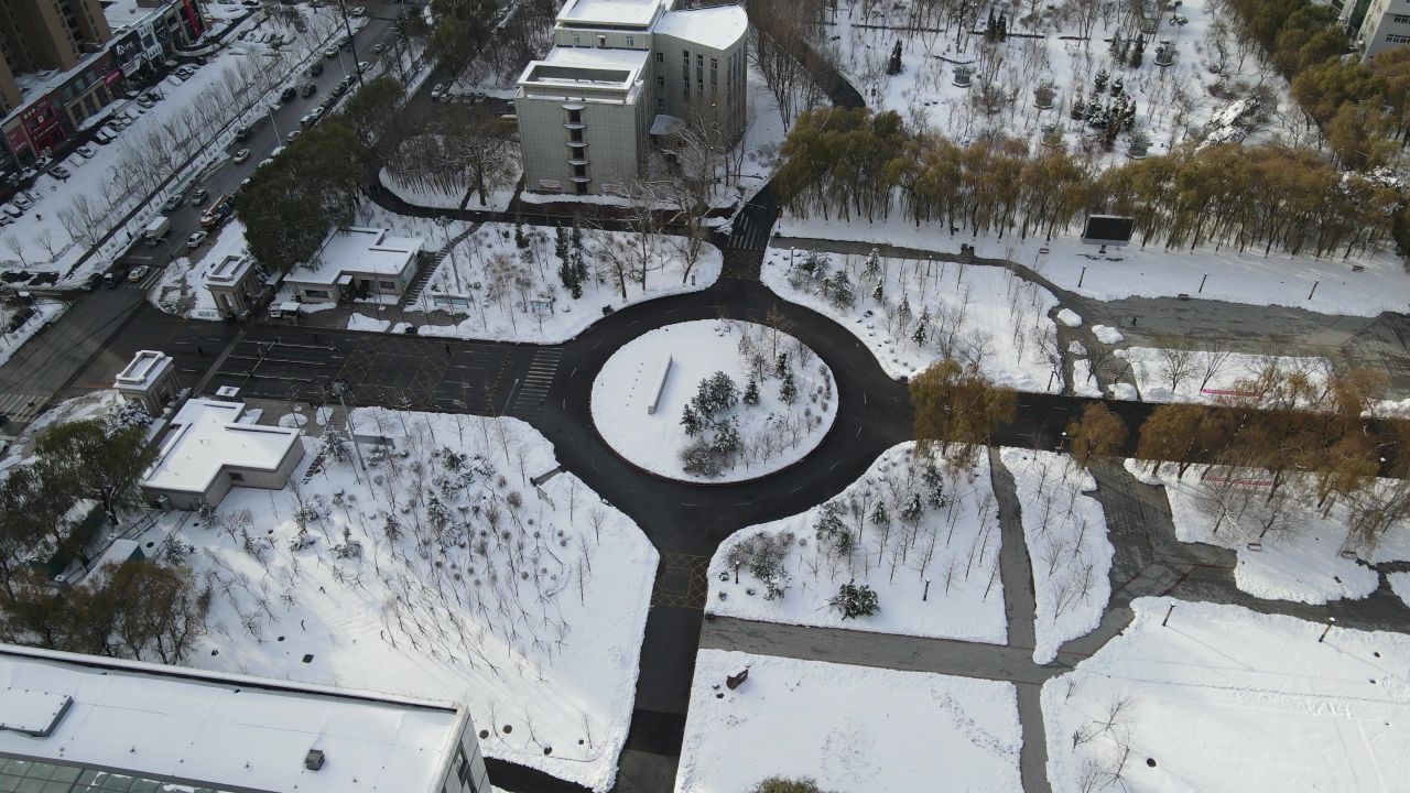 公园雪景航拍
