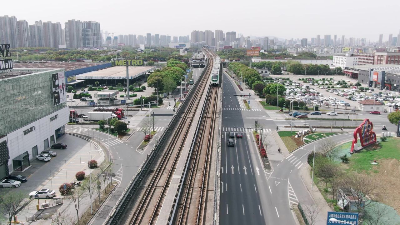 航拍地铁道路交通