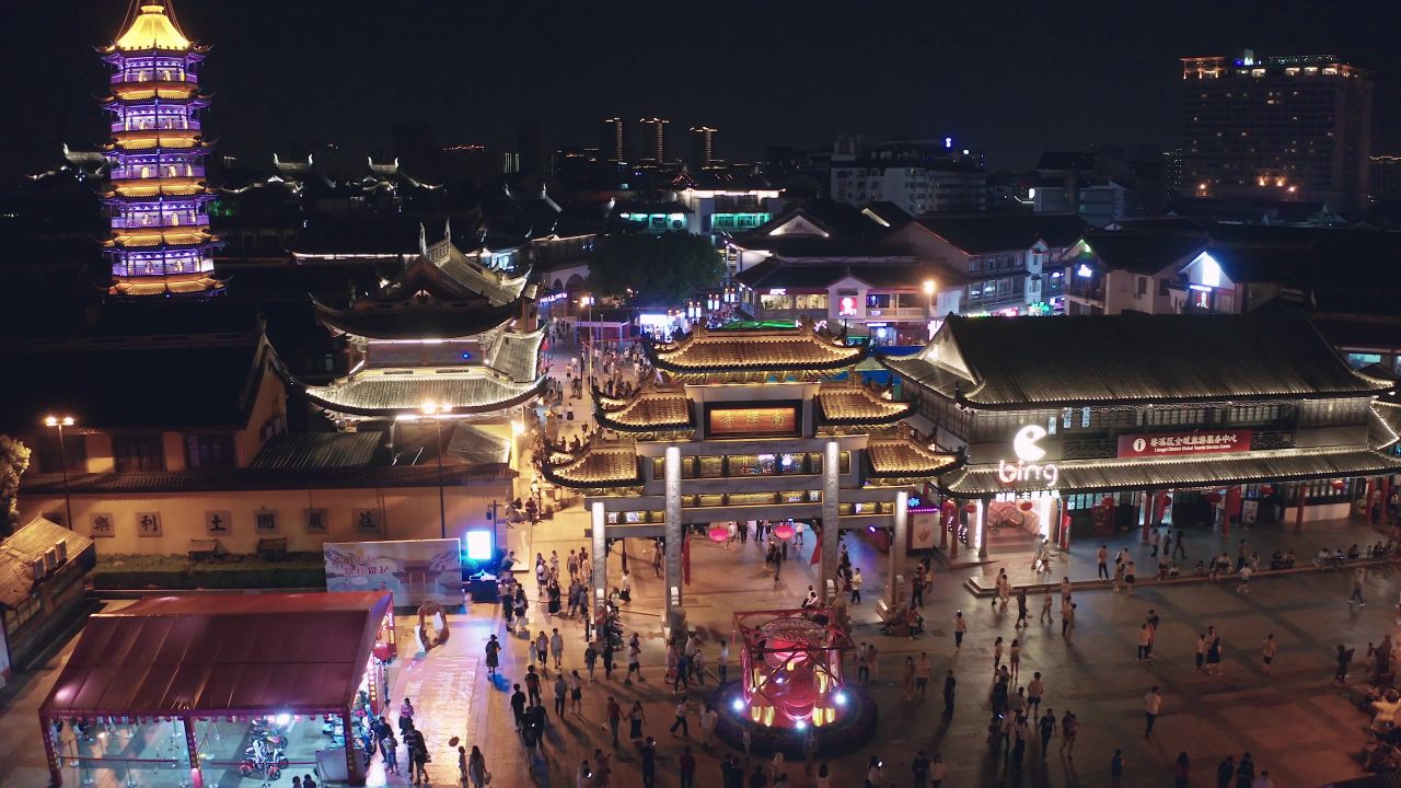 南禅寺夜景人流航拍