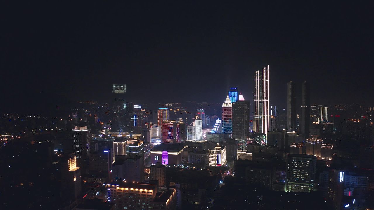 无锡城市夜景航拍灯光秀