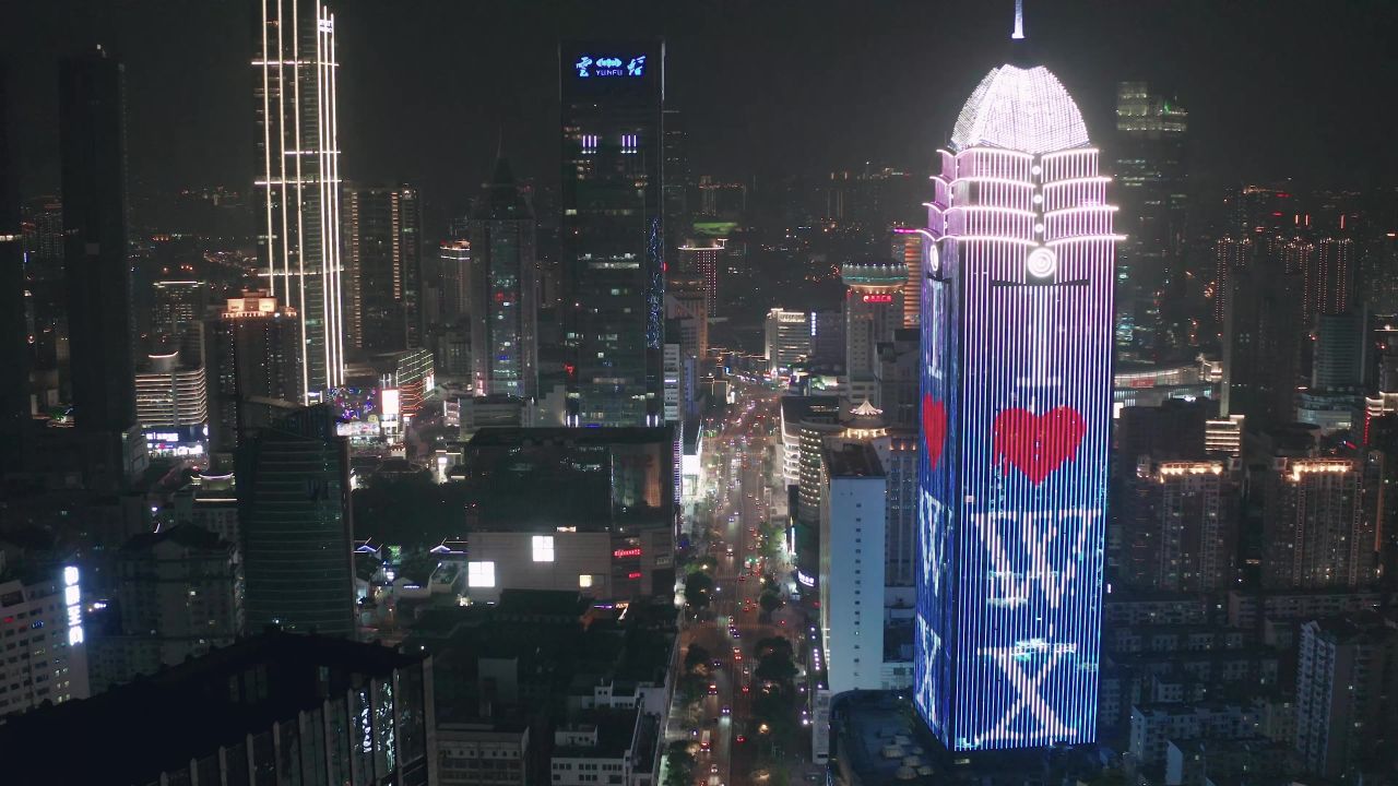 无锡城市夜景灯光秀航拍
