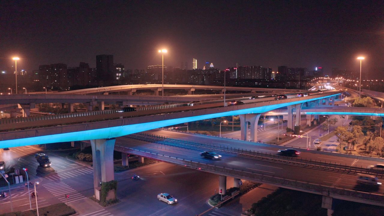 立交桥夜景航拍