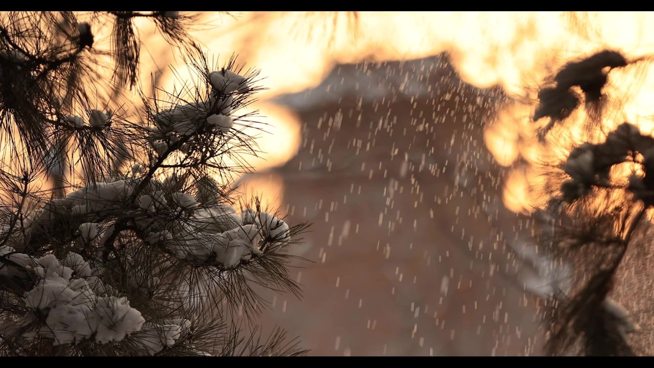古城夕阳雪景
