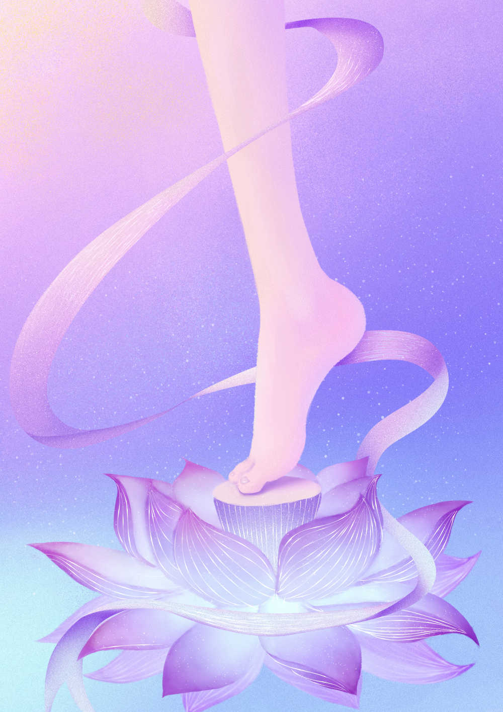 脚踩在莲花上莲足