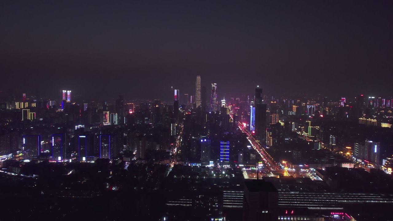 长沙城市夜景航拍视频