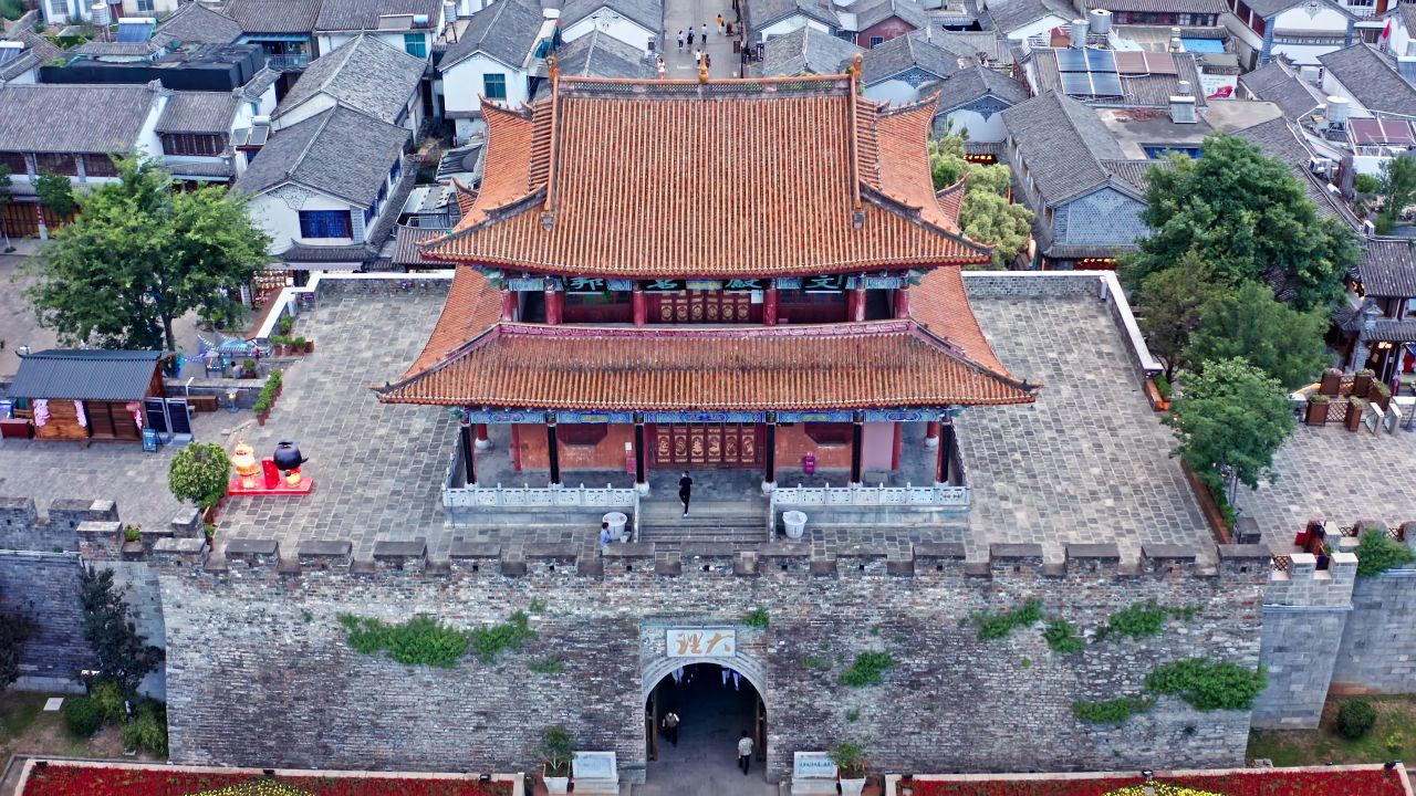 云南大理古城民族特色建筑航拍