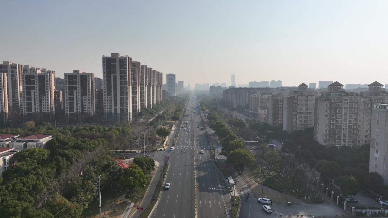 航拍城市车流