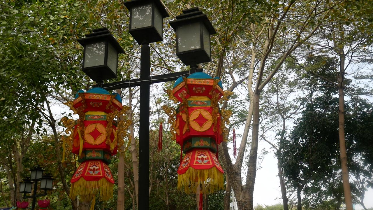 公园的路灯和宫灯3