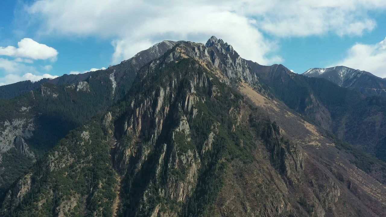 航拍四川白玉县金沙江河谷风光