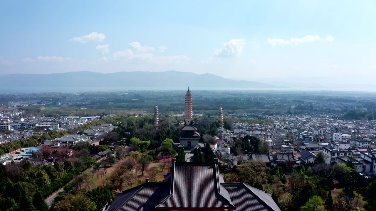 云南大理崇圣三塔寺航拍