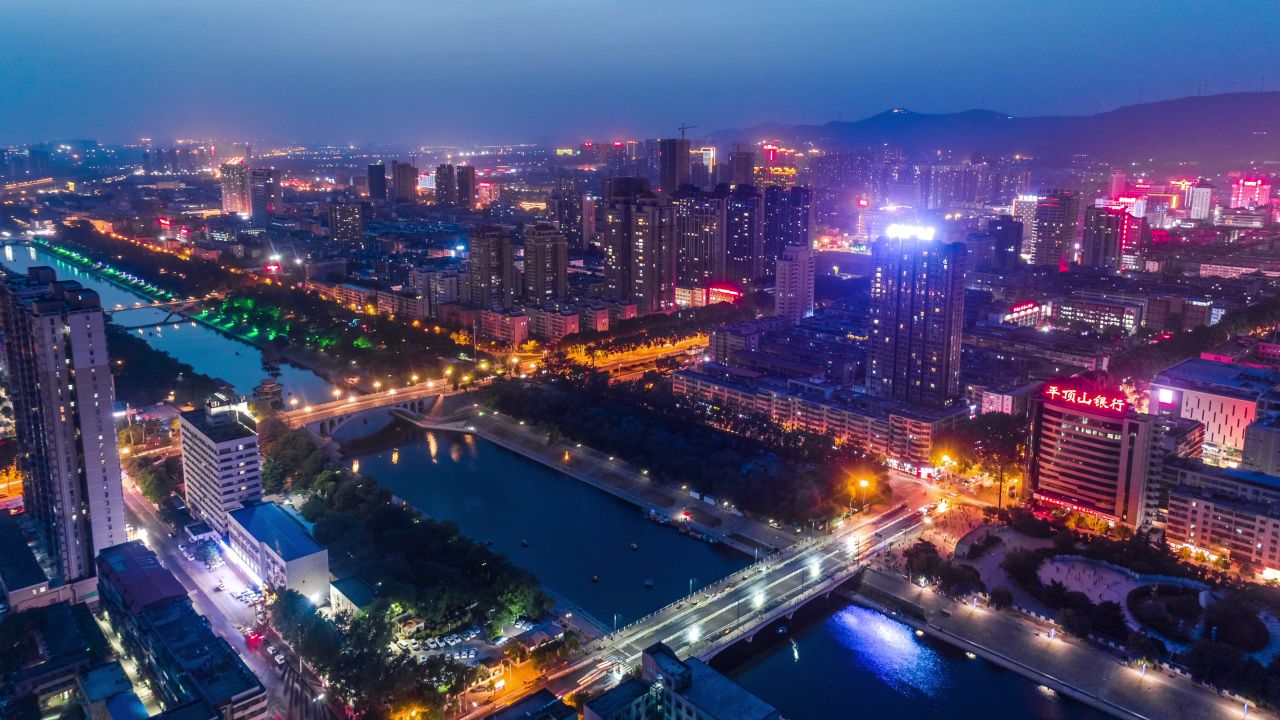 城市夜景航拍延时
