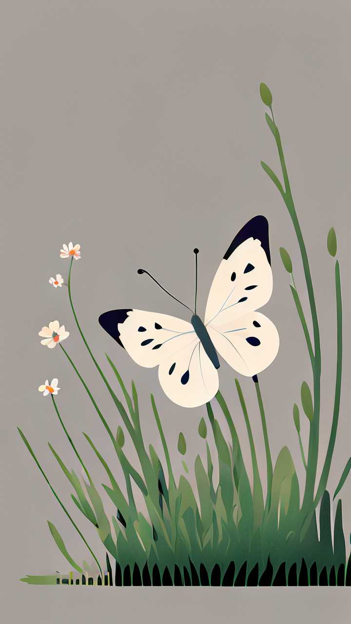 蝴蝶小花插画