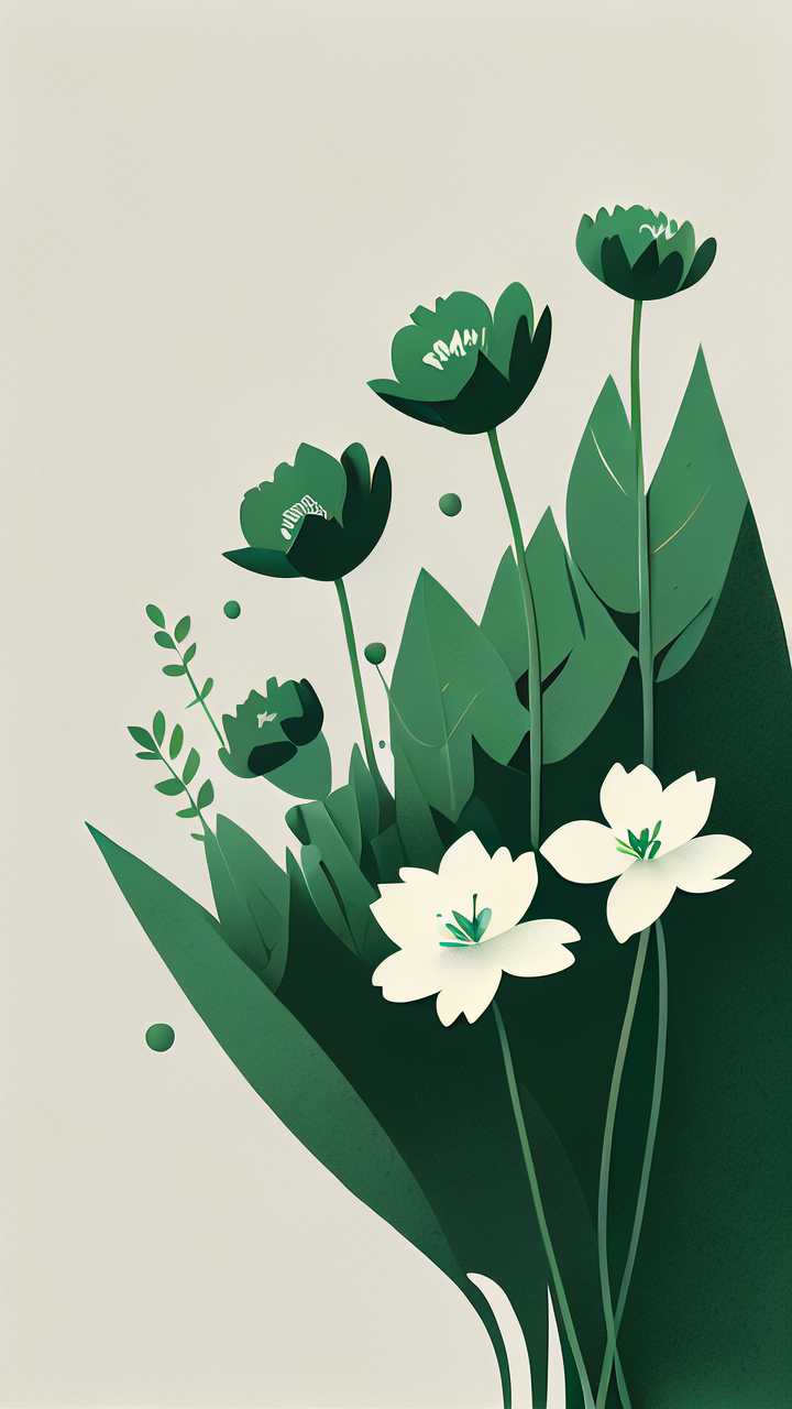绿色小花花插画