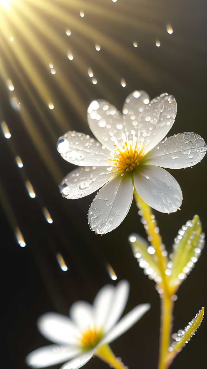 阳光下水滴小花