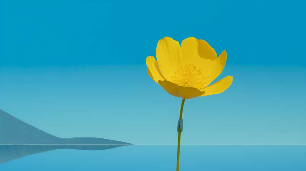黄色的花和天蓝色