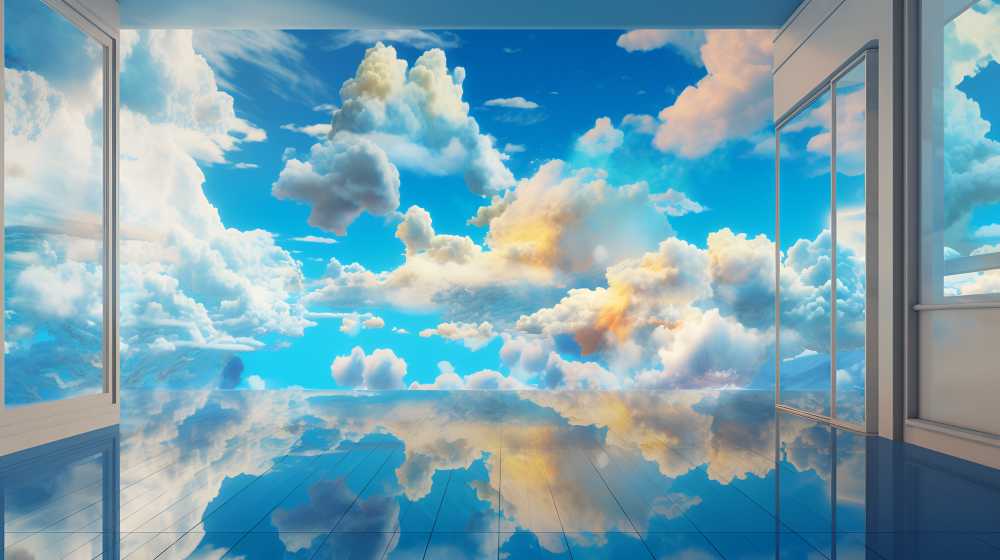 大海蓝天白云插画夏季