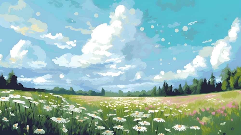 夏季的插画田园自然美景