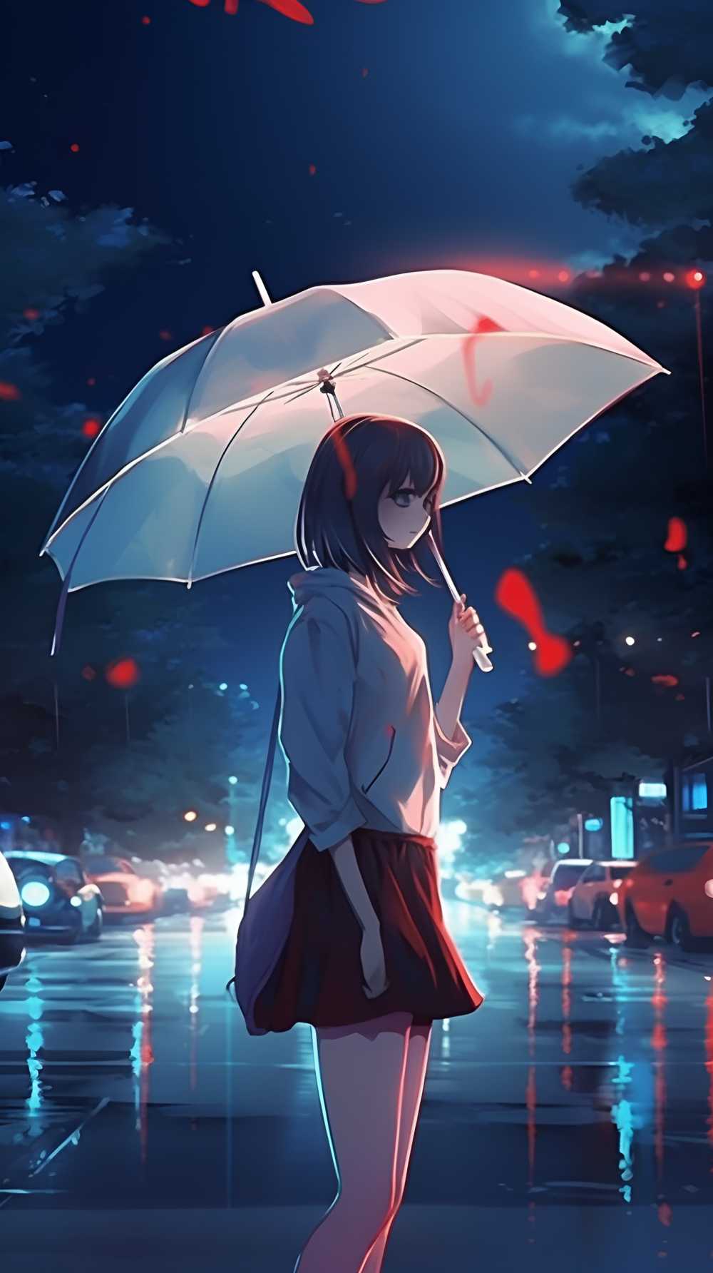 打伞插画女孩伤感的美
