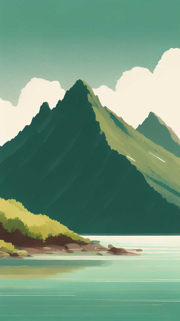 浅绿色山水画1