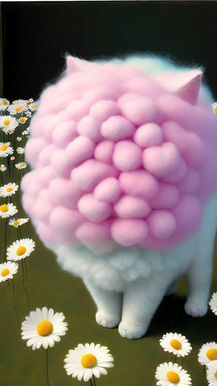 雏菊做的等待的小猫棉花糖