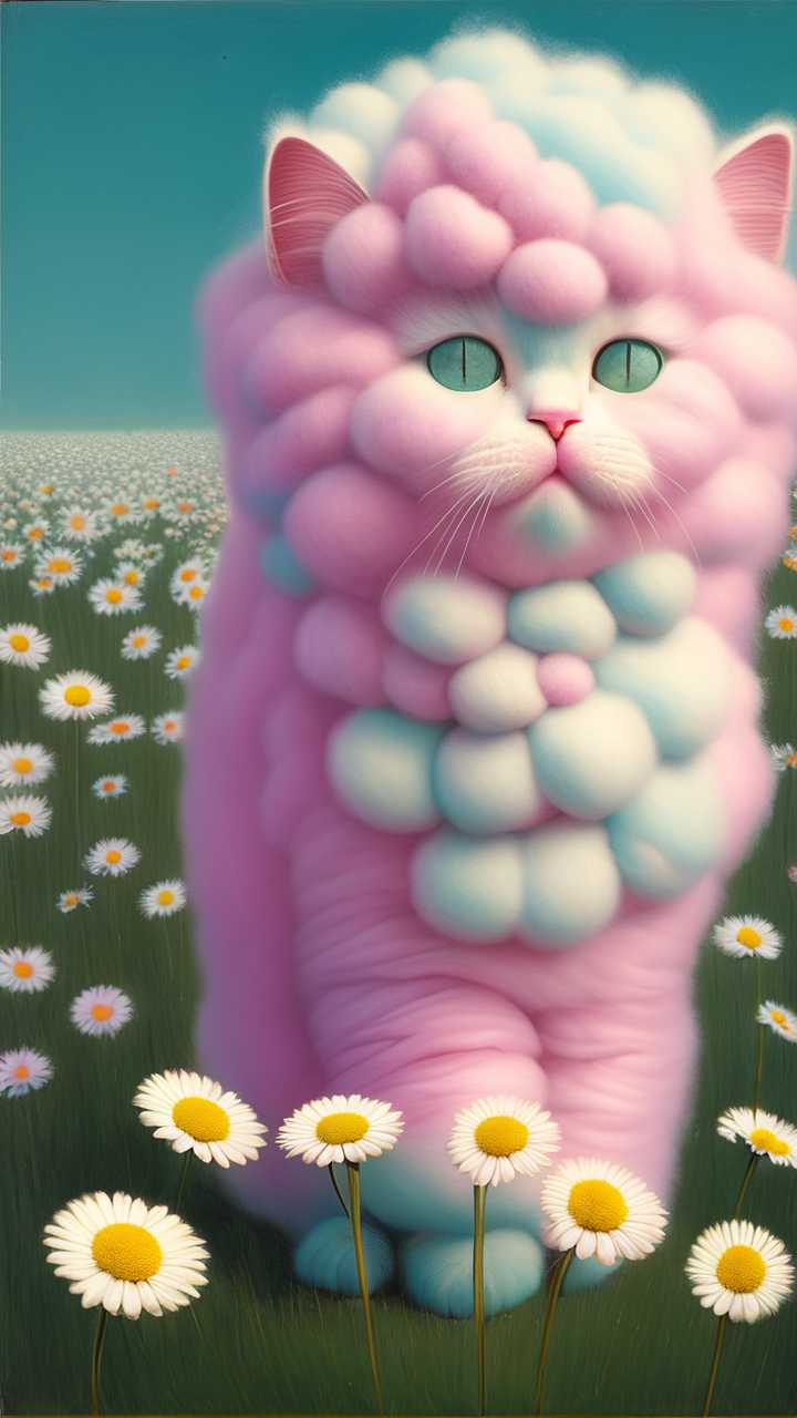 雏菊做的等待的小猫棉花糖