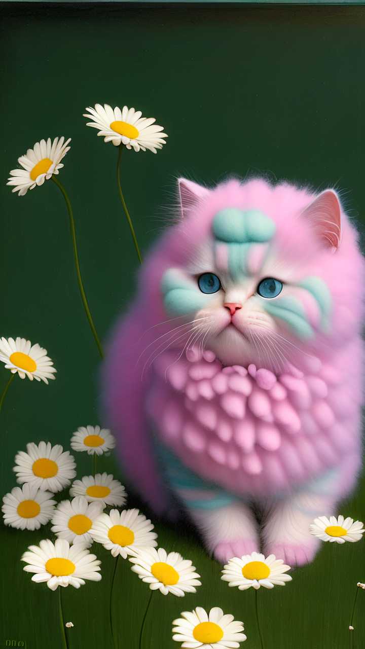 雏菊做的等待的小猫棉花糖