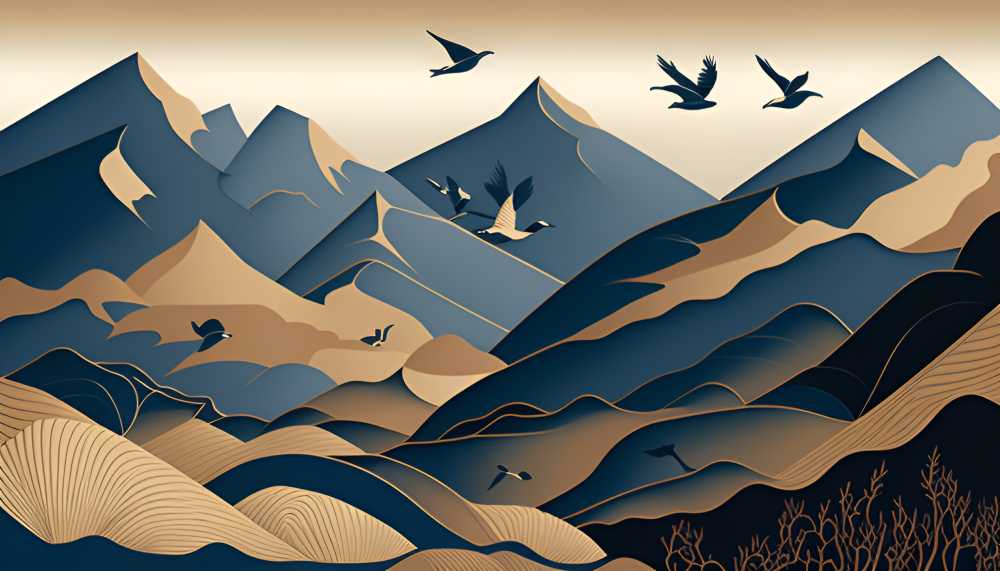 山插画纹理自然色