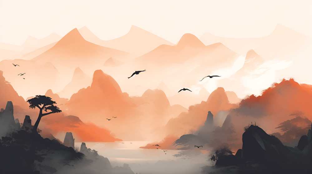 远处景色雾山峰