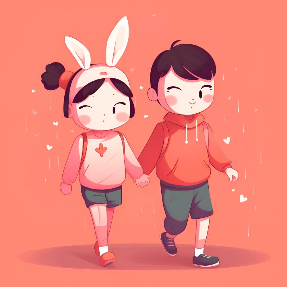 插画两个儿童