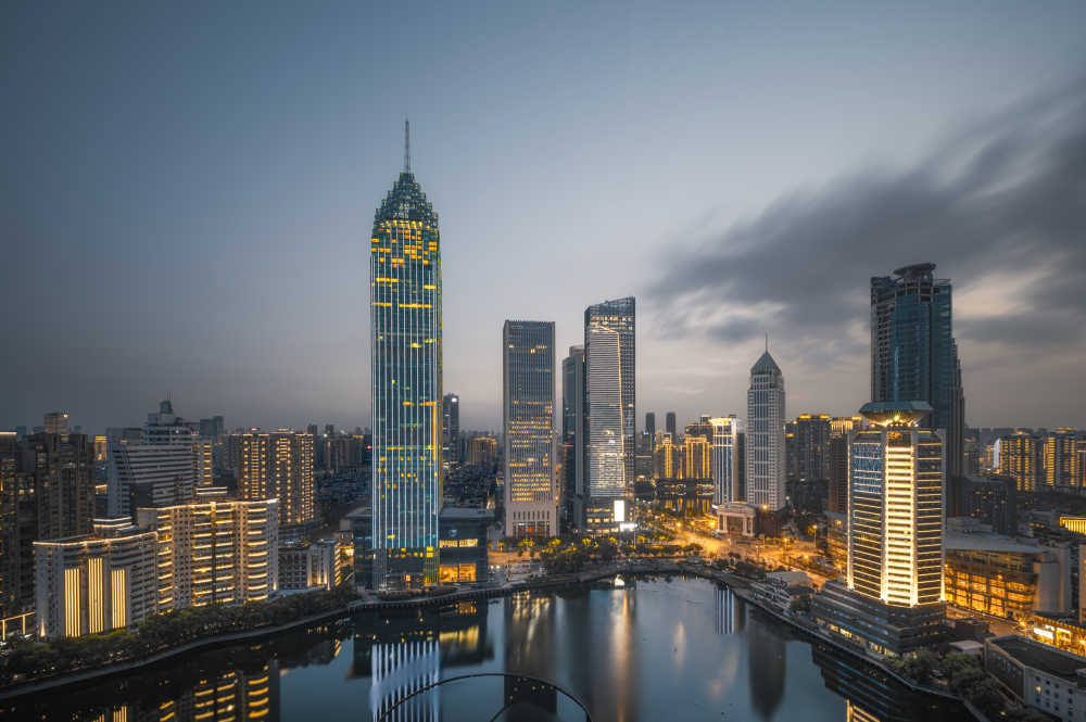 武汉西北湖CBD城市夜景风光