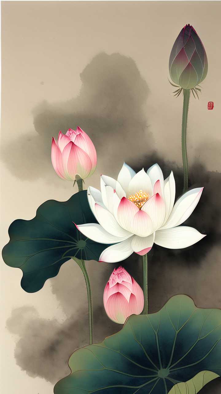 荷花插画