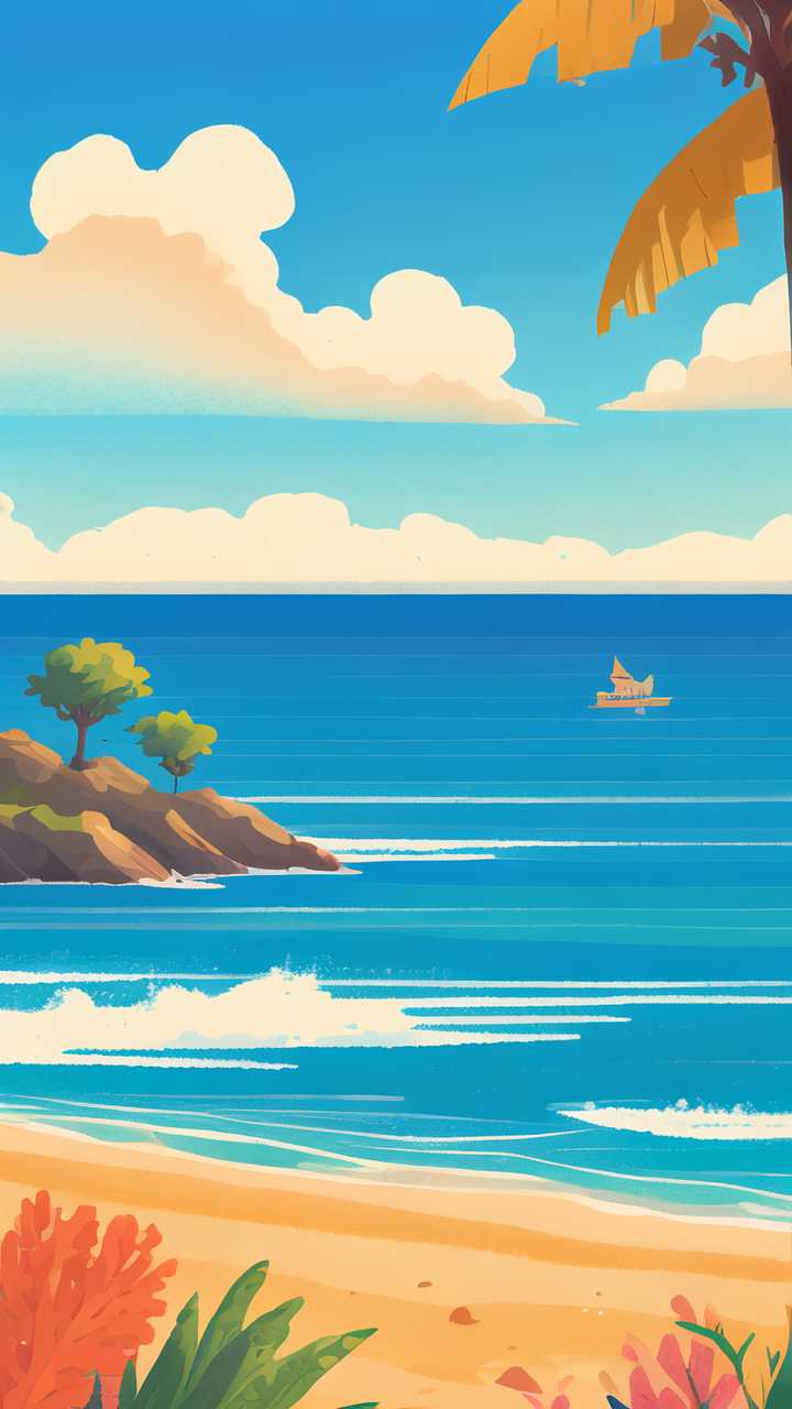 夏季沙滩海上风景