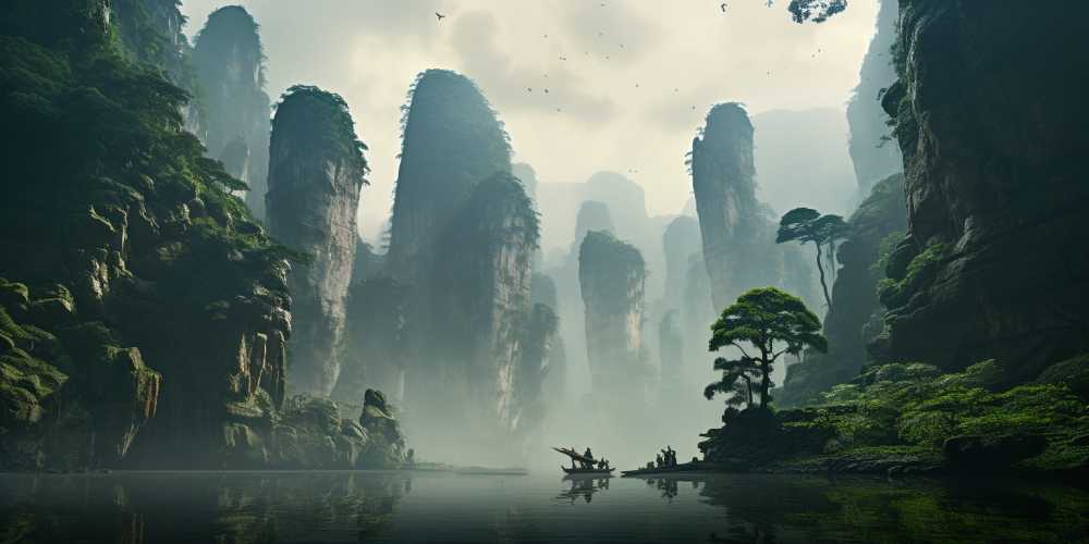 唯美山水画风景