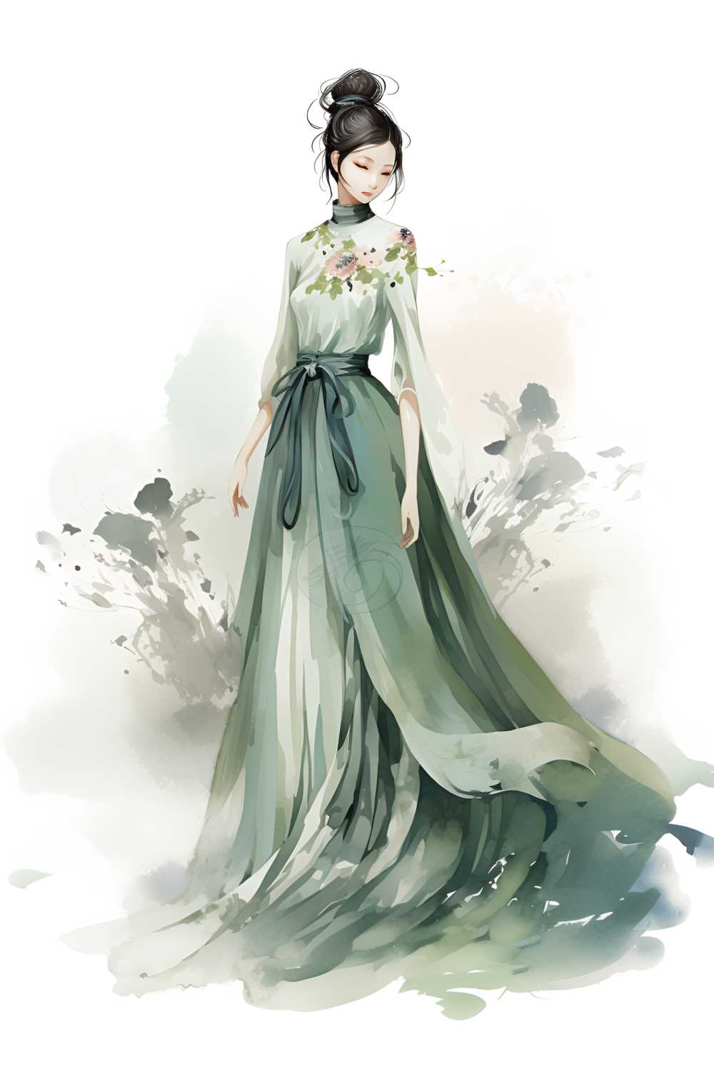 绿色古风礼服