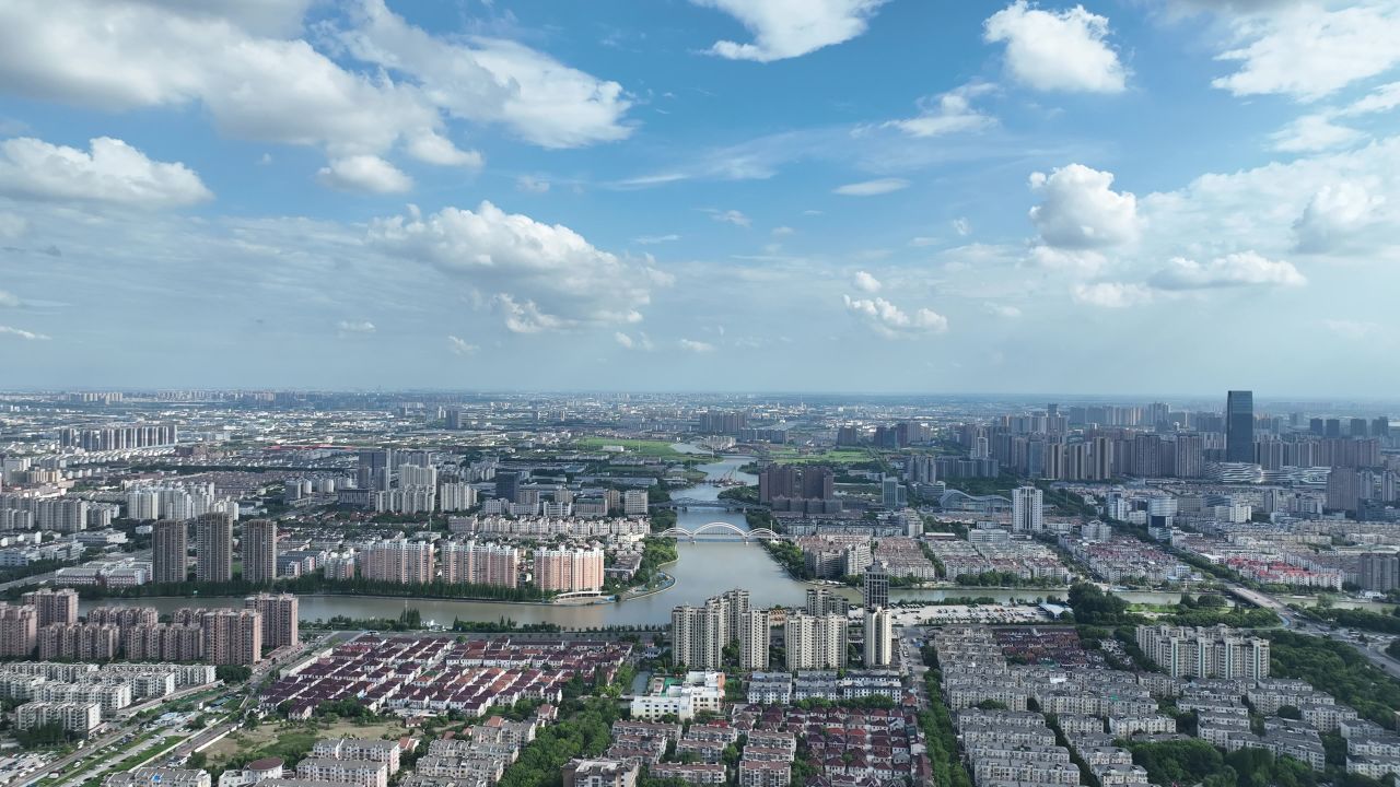 4K航拍昆山北部城市大景