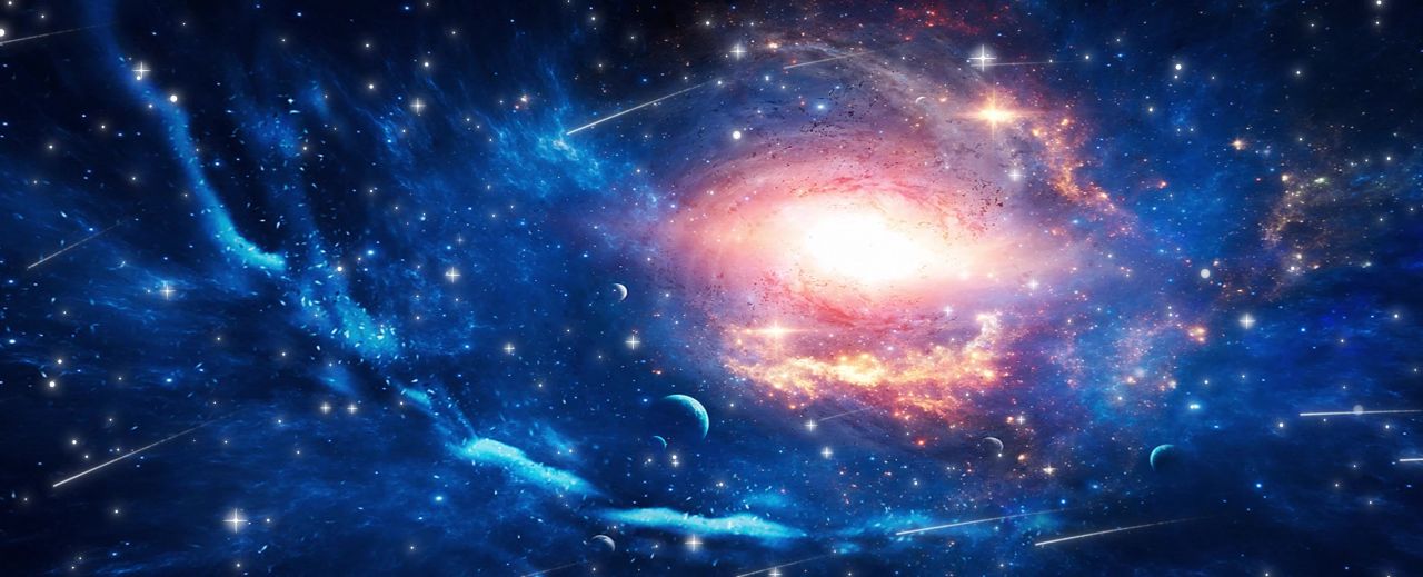 蓝色银河流星星空循环 星空背景 宇宙