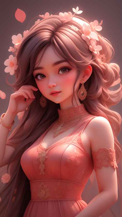 可爱粉色女孩