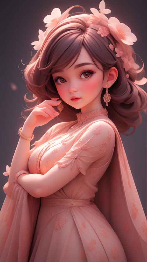 可爱粉色女孩