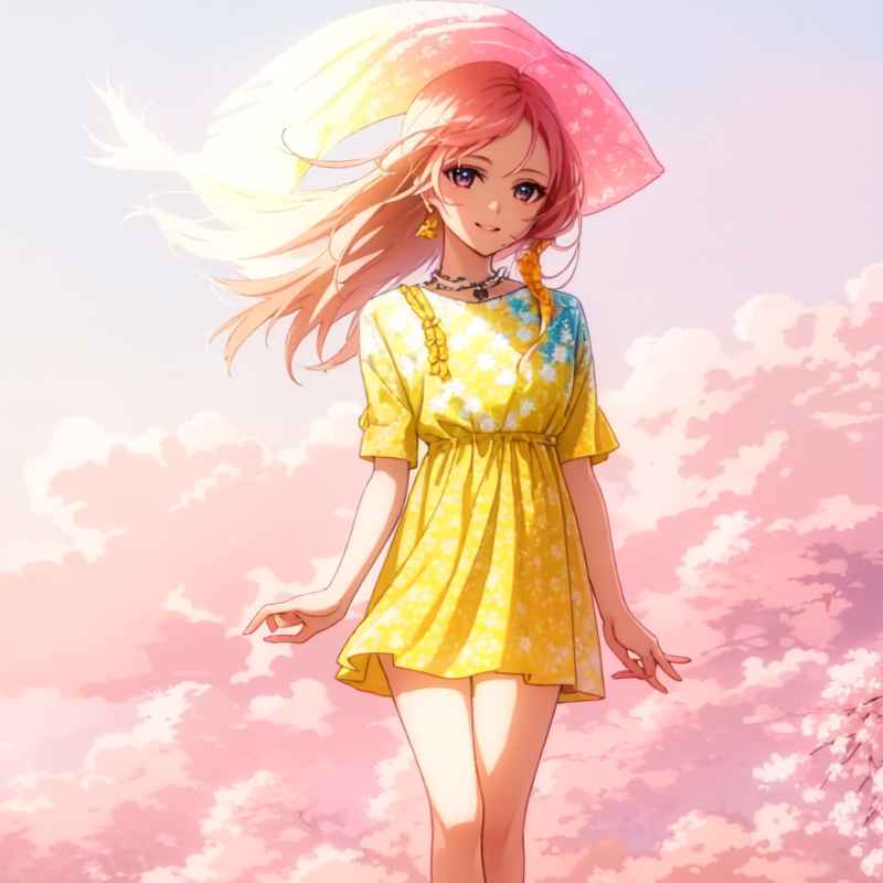 美丽少女在云端